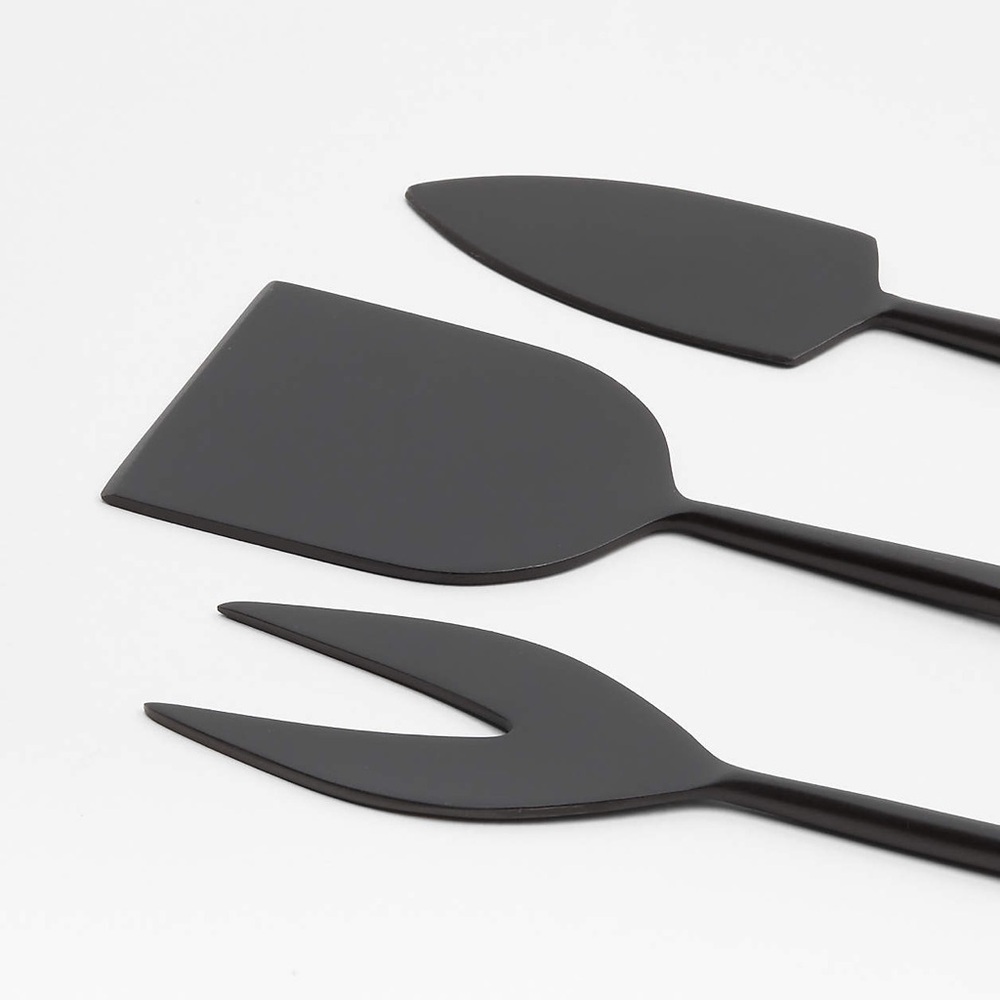 Crate & Barrel Black Cheese Knives, set of 3